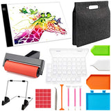 SGHUO 157 pcs Diamond Painting Tools and Accessories Kits with A4 LED Light Pad, Diamond Storage Containers, Felt Carrying Bag, Roller and Stand Holder for Adults or Kids