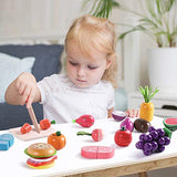 iPlay, iLearn Cutting & Cooking Toy, Wooden Food, Pretend Play Kitchen Set, Magnetic Wood Fruit, Early Educational Development, Learning Gift for 3, 4, 5, 6 Year Old Kids, Toddlers, Boys & Girls