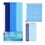 qianshan 24 Sketch Pencils Set - Including 21 Sketching Pencils 6H 5H 4H 3H 2H H HB B 2B 3B 4B 5B 6B 7B 8B 9B 10B 11B 12B 13B 14Band 3 Charcoal Pencils Medium Hard Soft Great for Beginner and Artist