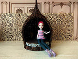 Dollhouse Wicker Cocoon Chair with Mattress 1:6 scale. Fairy Garden 12 inch size Camping Hutch Tent.