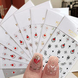 10 Sheets Sun Moon Star Nail Art Stickers Self-Adhesive Nail Supplies 3D Holographic Star Moon Nail Decals Gold Silver Design Nail Decorations Designer Nail Stickers for Women DIY Manicure Charms