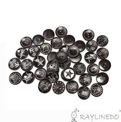 RayLineDo 30pcs Wooden Dark Brown Concave Sewing Buttons Pendants DIY Craft Clothes Decor