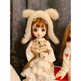 WELLVEUS 30cm Doll 1/6 BJD Girl Doll Full Set Eyes Face Makeup Wig Hair Dress Shoes Toy