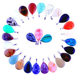 30pcs Water Drop Healing Crystal Quartz Stone Pendant Chakra Charm Beads Random Color Gems