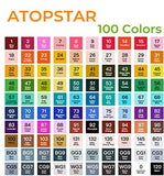 ATOPSTAR 100 Colors Alcohol Markers Artist Drawing Art Markers for Kids Dual Tip Markers for Adult Coloring Painting Supplies Perfect for Kids Boys Girls Students Adult(100 Black Shell)
