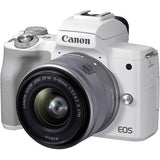 Canon EOS M50 Mark II Mirrorless Digital Camera Bundle + 15-45mm Lens (White) - 4729C004