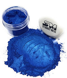 Stardust Micas Pigment Powder Cosmetic Grade Colorant for Makeup, Soap Making Dye, Resin, Epoxy, Nail, DIY Crafting Projects, Bright True Colors Stable Mica Batch Consistency Blue Ice