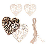 Tinksky Heart Wooden Embellishments Crafts Hanging Ornament for Wedding Valentine's Day gift DIY,