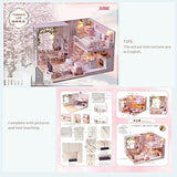 CUTEBEE Dollhouse Miniature with Furniture, DIY Dollhouse Kit Plus Dust Proof and Music Movement, 1:24 Scale Creative Room Idea(Tranquil Life)