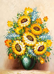 DIY 5D Diamond Painting Kits for Adults，Round Full Drill Number Diamond Painting，for Home Wall Decor，Art Birthday Gift Retro Sunflower 11.8 X15.7 Inch