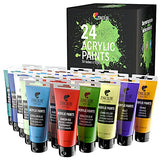Acrylic Paint Set - Pack of 24 Tubes, 120 mL, 24 Colors - Professional-Quality Paints for Painting Canvas Panels, Wood, Crafts - Best Kids Paint, Art Supplies for Adults