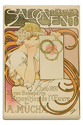 Salon des Cent - A Mucha Vintage Poster (Artist: Mucha, Alphonse) France c. 1897 (12x18 Aluminum Wall Sign, Wall Decor Ready to Hang)