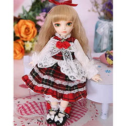 MEESock Handmade BJD Doll Clothes, Exquisite Red Lattice Lace Princess Dress Set for 1/6 SD Dolls (Do Not Include Doll)
