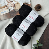 SHIKE Star River,100% Cotton Sparkle Yarn,5 Skeins Soft Shine Fine #2 Sport Weight for Knitting&Crochet,Per Skein 50g/197yds (Black)