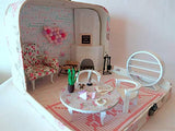 Travel Dollhouse in a Suitcase 1:12 Scale with chair fireplace table accessories