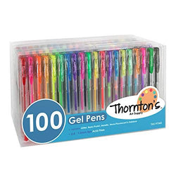 Thornton's Art Supply Premium Assorted Colors Gel Pens Value Set, Assorted Ink - Set of 100