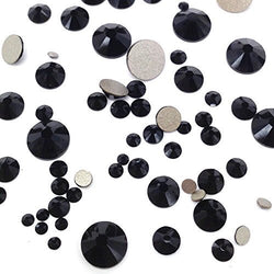 JET (280) black 144 pcs Swarovski 2058/2088 Crystal Flatbacks black rhinestones nail art mixed with