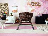 Miniature 1:4 scale chair. Brown wicker rattan look handmade dollhouse furniture