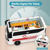 KOALA DIARY Bus Car Toy Ambulance Rescue Vehicle Toy Car, Kids Dollhouse Playset, Kids Hospital Corner, Play Set Doctor Kit, Doll Houses Portable, Gifts for Age 3 4 5 6 Year Old