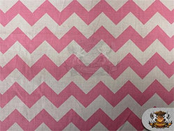 Polycotton Fabric Printed Large Chevron BUBBLE GUM PINK SILVER / 60" Wide / Sold by the Yard