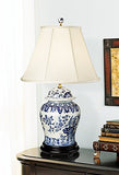 English Floral Hand-Painted Porcelain Ginger Jar Table Lamp