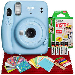 FUJIFILM INSTAX Mini 11 Instant Film Camera (Sky Blue) with Fujifilm Instax Mini Twin Film (20 Exposures) and Accessories Bundle