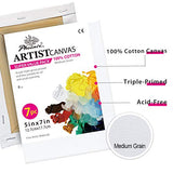 PHOENIX Pre Stretched Canvas for Painting - 5x7 Inch / 7 Pack - 5/8 Inch Profile of Super Value Pack for Oil & Acrylic Paint