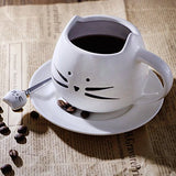 Teagas Cat Coffee Mugs for Crazy Cat Lady - Black & White Ceramic Cat Coffee Mugs and Cute Cat