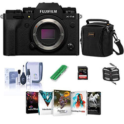 Fujifilm X-T4 Mirrorless Digital Camera Body, Black - Bundle with Shoulder Bag, 32B SDHC Card, Cleaning Kit, Card Reader, Memory Wallet, PC Software Package