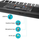 Electric Keyboard Piano 61-Key, Ohuhu Digital Musical Piano Keyboard with Headphone Jack, USB Port & Teaching Modes for Beginners