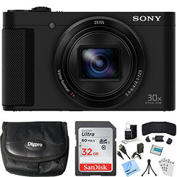 Sony Cyber-Shot HX80 Compact Digital Camera with 30x Optical Zoom Black Bundle with Point and Shoot Field Bag Camera Case, 32GB Memory Card, HDMI Cable and Accessories (8 Items)
