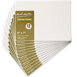 Mont Marte Canvas Panel (pack of 12), 5 X 7 inches, Canvas Panel Great for Students to Professional