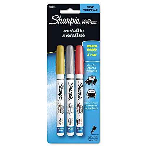Sharpie Water-Based Metallic Paint Markers, Assorted, 3 per Pack (1783278) by Sharpie