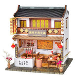 WYD 3D Wooden Chinese Style Hand-Assembled House Model DIY Mini Chaoshan Style Beef Hot Pot Restaurant Puzzle Shop Scene Architecture New Year Birthday Gift for Children Relatives and Friends