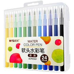 Watercolor Brush Marker Pen, 24 Colors Water Based Paint Markers with Flexible Tips, Professional Watercolor Pen for Painting, Drawing, Coloring, Doodling, Calligraphy and Journaling
