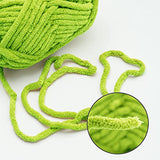 NICEEC 3 Skeins Sparkling Chenille Yarn Soft Velvet Yarn for Crochet Knitting Blanket Yarn DIY Craft Bulky Weight Yarn for Blanket-Total Length 3×50m(3×55yds,100g×3) -Spring Green