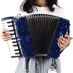 22 Key 8 Bass Accordion Exquisite Piano Accordion for Beginners Students Kids Stage Performance, Professional Educational Musical Instrument with Adjustable Straps and Storage Bag(Blue)