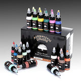 SAGUDIO Acrylic Airbrush Paint 24 Colors (30 ml/1 oz) Basic Colors with Color Wheel Ready to Air Brush Painting Set, Water Based Waterproof Quick Drying for Airbrush Model, Shoes, Leather, Wall.