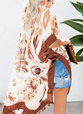 Dokotoo Womens Fashion Summer Printed Pop Pop Tassel Open Front Kimonos Casual Bikini Set Swimsuit Cover Up Holiday Kimonos