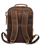 Lannsyne Vintage Genuine Leather Backpack For Men 15.6 Inch Laptop Bag School Bag Overnight Weekender Camping Daypack Rucksack