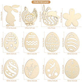 Toyvian 48 Pieces Easter Crafts Wooden Ornaments Unfinished Crafts Hanging Embellishments Crafts for Kids Easter Party Supplies DIY Decor