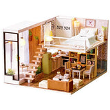 Dollhouse Miniature with Furniture,DIY 3D Wooden Doll House Kit Apartment Style Plus with Dust Cover and Music Movement,1:24 Scale Creative Room Idea Best Gift for Children Friend Lover L20