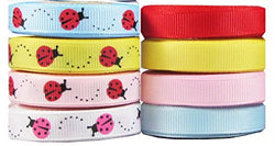 Hipgirl 3/8" 40yd Grosgrain Designer Fabric Ribbon Set,Gift Package Wrapping,Hair Bow Clip