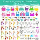 95Pcs Doll Clothes and Accessories Including Princess Dresses Sequins Dresses Suspender Dress Tops & Pants Bikinis Handbag Shoes Jewelry Accessories Random Style for 11.5 inch Girl Doll