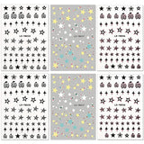 6Sheets Star & Heart Nail Art Stickers Decals Nail Decorations Black Pink Yellow Blue Star Heart Designs 3D Self-Adhesive Stick On Nails for Women Girls (Star&Heart)