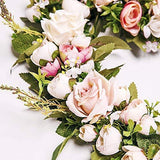 Adeeing Handmade Floral Artificial Simulation Peony Flowers Garland Wreath for Home Party Decor