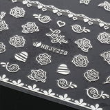 Flower Nail Art Stickers Decals Silver Nail Stickers Flower Leaf Necklace 3D Sliders Decal Gel Polish Sticker DIY Design Manicure Tips (Silver)