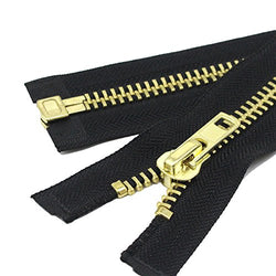 YaHoGa #10 26 Inch Brass Separating Jacket Zipper Y-teeth Metal Zipper Heavy Duty Metal Zippers for