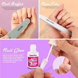 Teenitor Nail Art Starter Kit, Nail Design Decoration Tools Kit with Clear Coffin Nail Tips with Glue, Nail Art Brushes,Fine Glitter,Nail Butterfly Stikers, Nail Foil Flakes, Nail Art Rhinestones,Nail File Buffer and French Manicure Nail Art Stickers