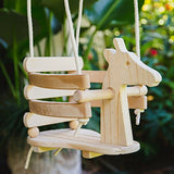 Ecotribe Wooden Giraffe Swing Set for Toddlers - Smooth Birch Wood with Natural Cotton Ropes